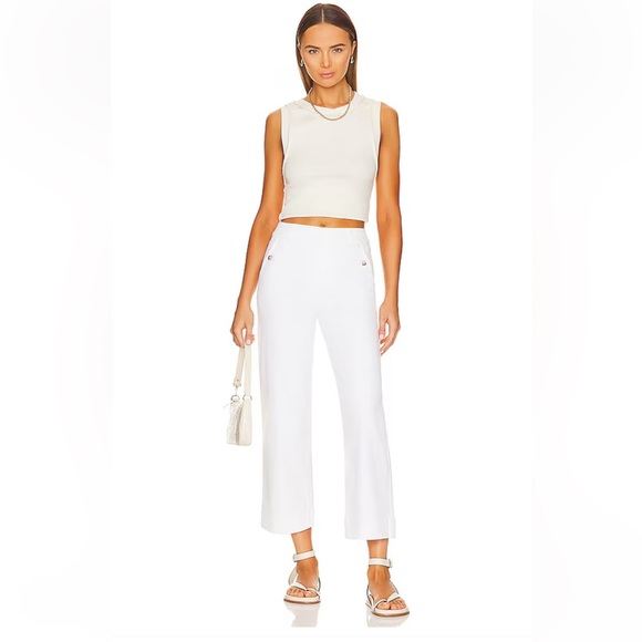 SPANX Stretch Twill Cropped Wide Leg Pant White Womens Sz XL Pull On Flared - Picture 4 of 16
